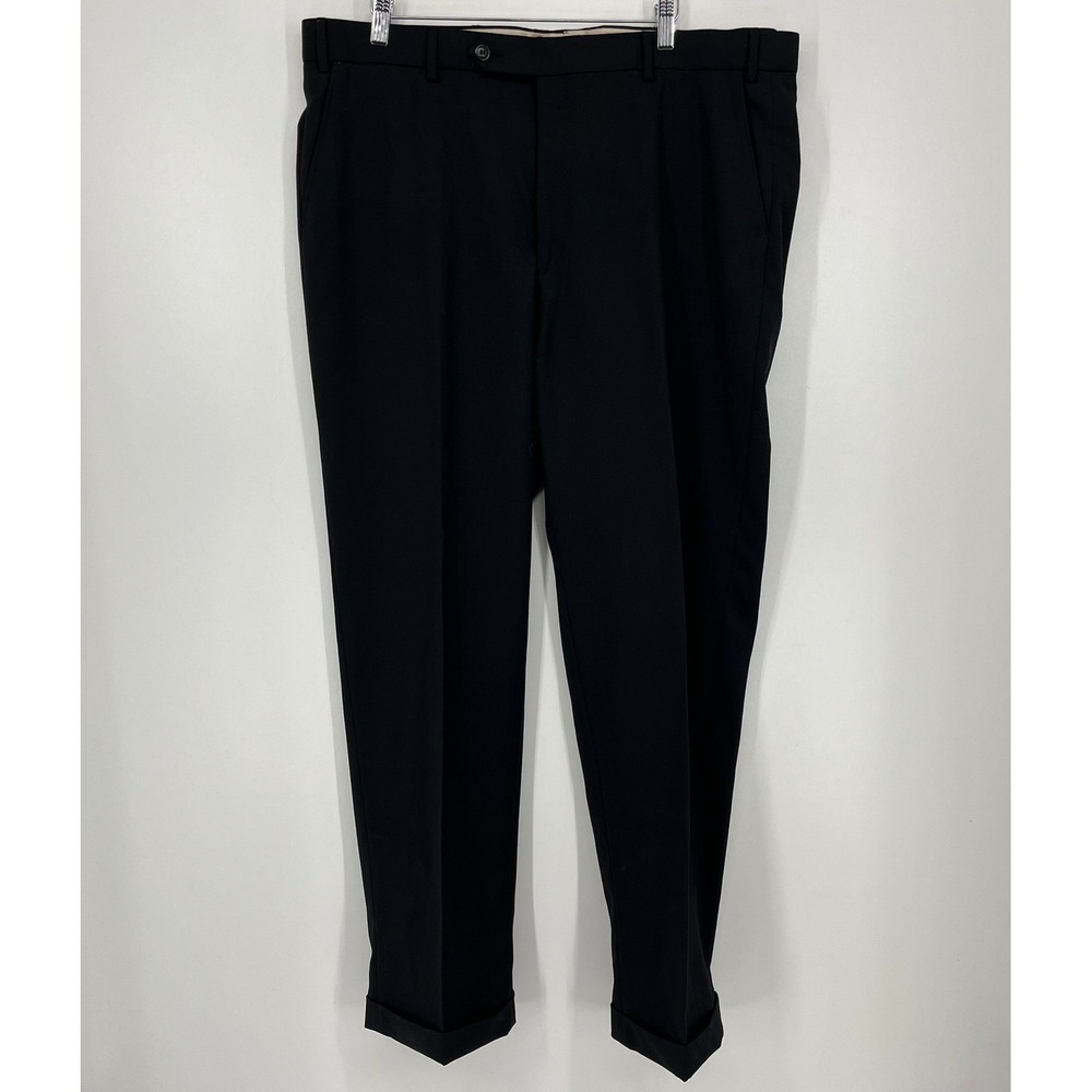Patrick James West Coast Classic Mens Black Super 120s Wool Dress Pants 40 Cuff